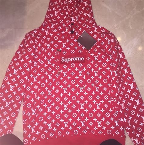louis vuitton supreme faux sweat rouge